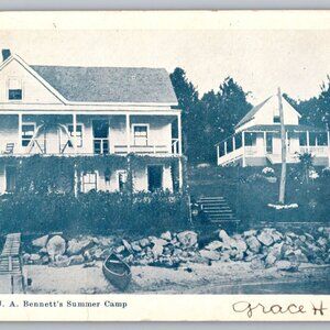Vintage 1908 J.A. Bennetts Lakeside Summer Camp Postcard #1270